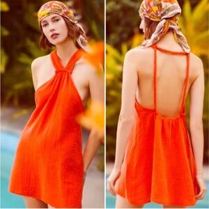 Anthropologie Black Braided Halter Mini Dress size small